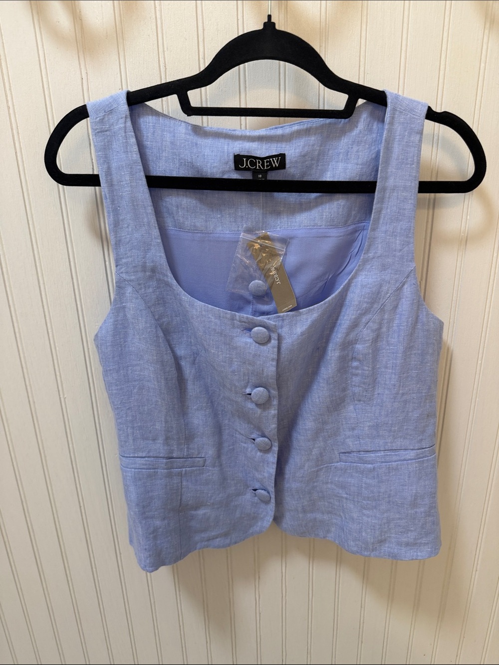 J. Crew Light Blue Linen Button-Front Camisole Vest NWT